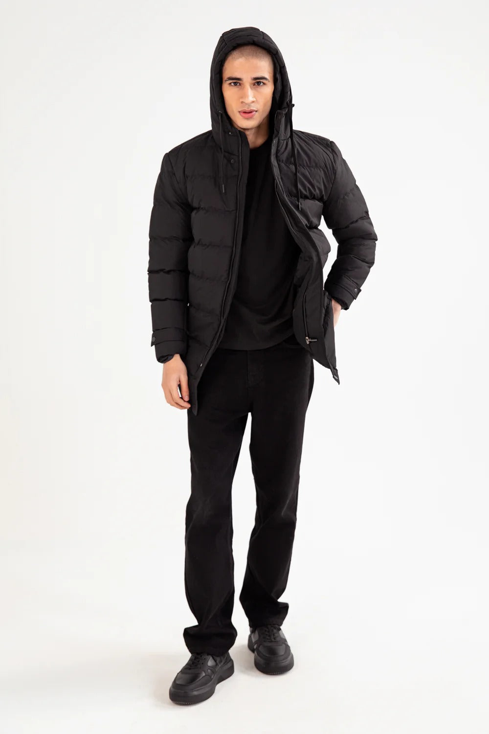 LONG PUFFER HOODIE JACKET