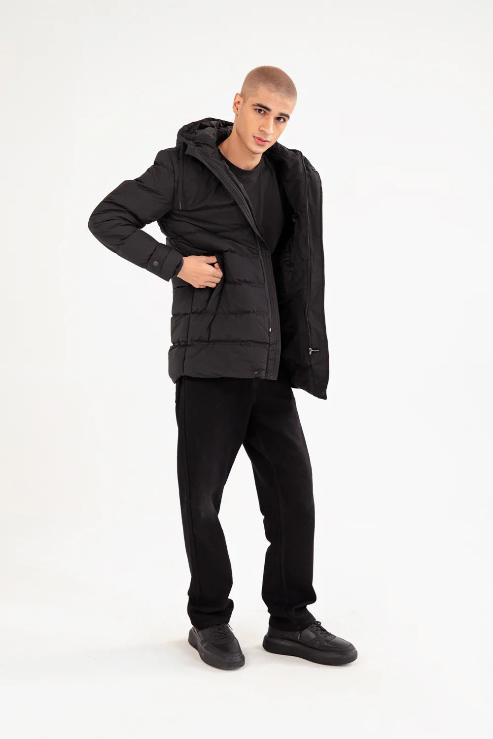 LONG PUFFER HOODIE JACKET