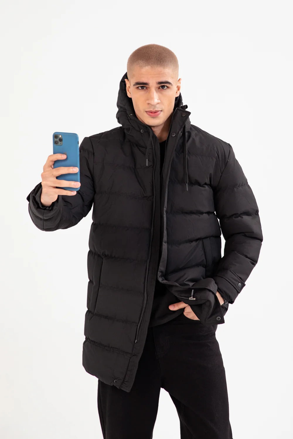 LONG PUFFER HOODIE JACKET