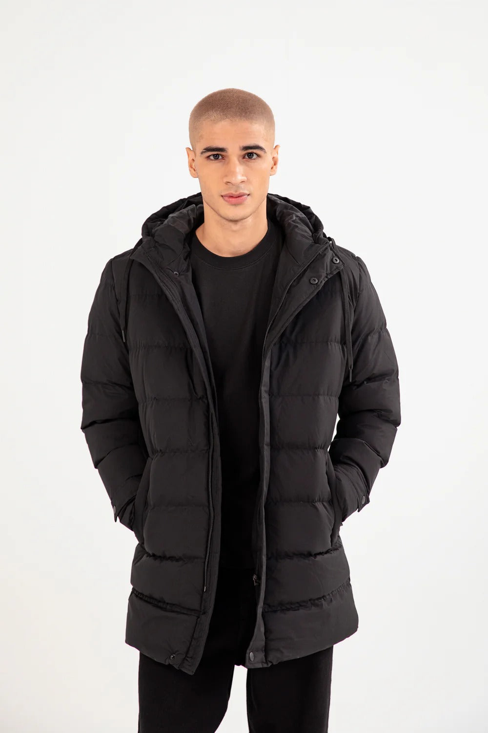 LONG PUFFER HOODIE JACKET