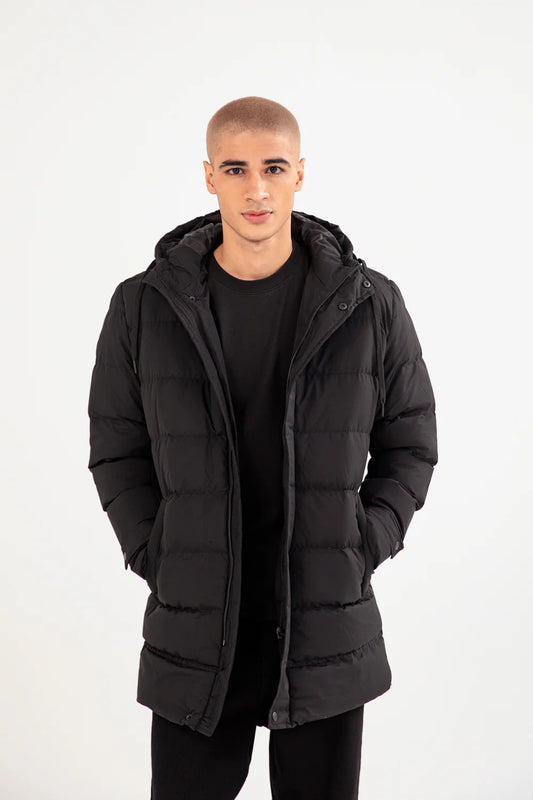 LONG PUFFER HOODIE JACKET